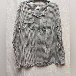 LOFT Black & White Printed Button Henley Top